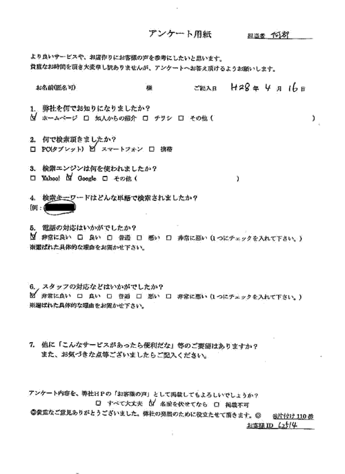 四万十市・30代男性/匿名希望様
